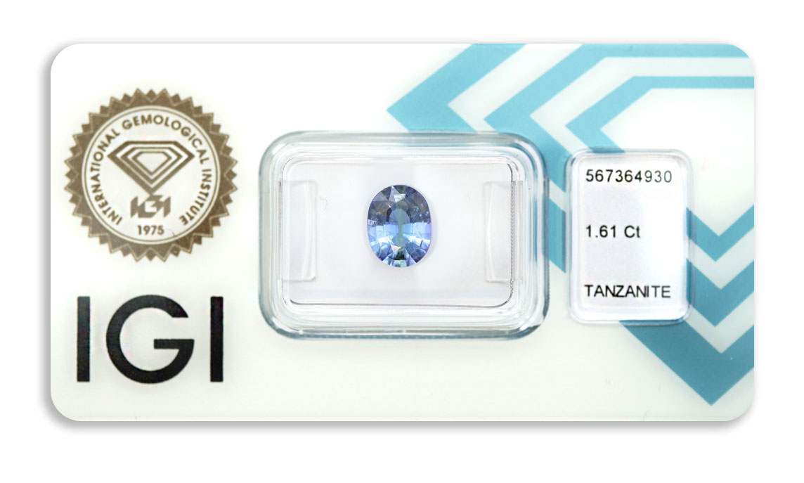 tanzanit 1.61ct violet - blue s IGI certifikátem