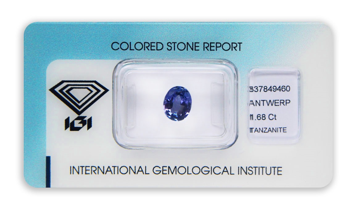 tanzanit 1.68ct blue-violet s IGI certifikátem