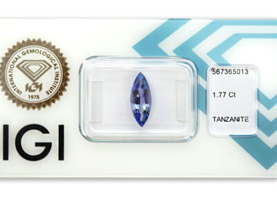 tanzanit 1.77ct violetish blue s IGI certifikátem