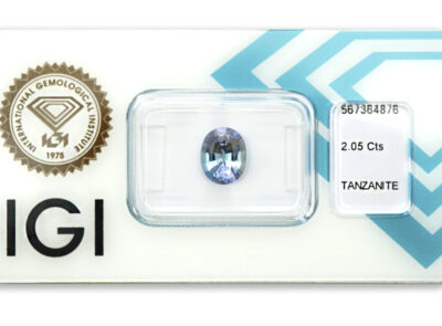 tanzanit 2.05ct greenish blue - violet s IGI certifikátem
