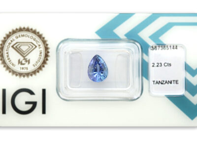 tanzanit 2.23ct violetish blue s IGI certifikátem