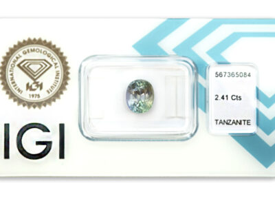 tanzanit 2.41ct violetish green - blue s IGI certifikátem