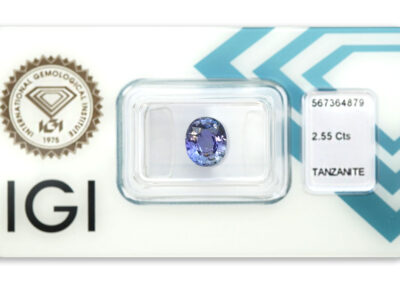 tanzanit 2.55ct violetish blue s IGI certifikátem