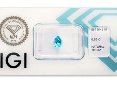 topaz 0.83ct deep blue s IGI certifikátem
