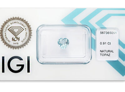 topaz 0.91ct blue s IGI certifikátem