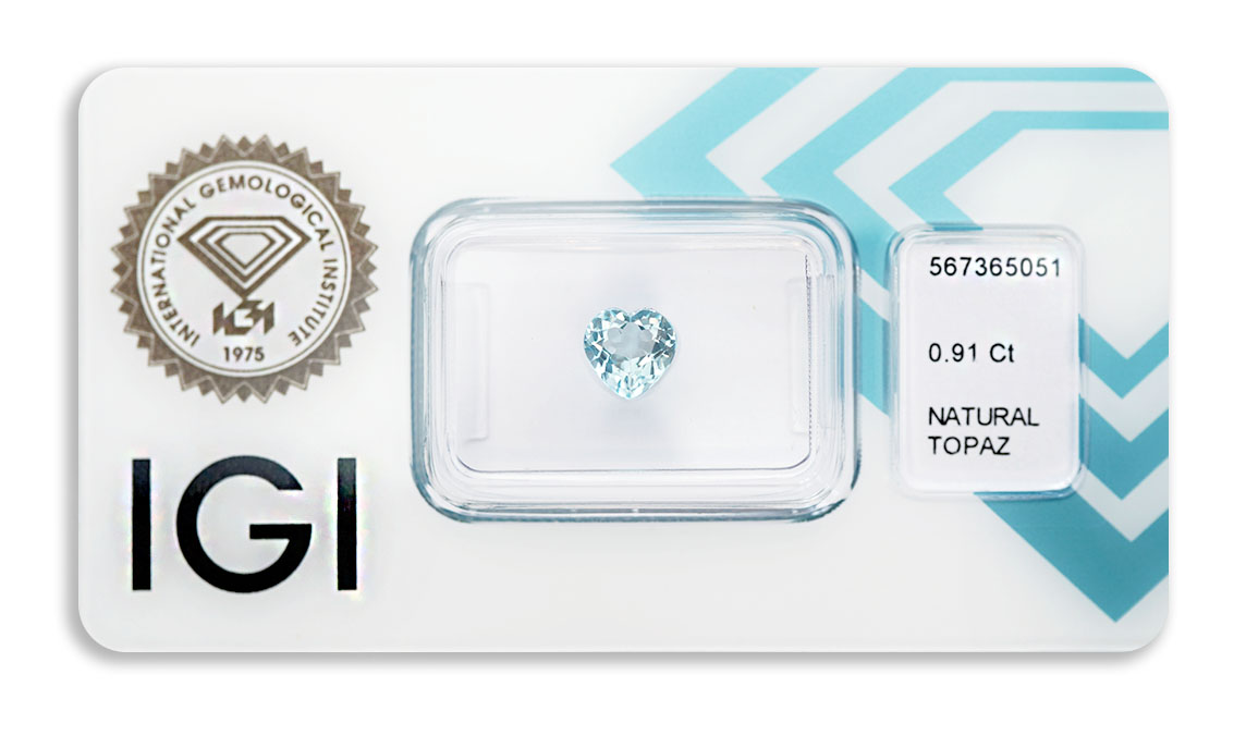 topaz 0.91ct blue s IGI certifikátem