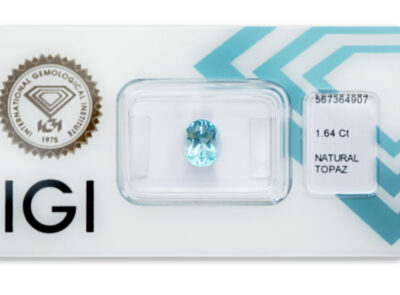 topaz 1.64ct greenish blue s IGI certifikátem