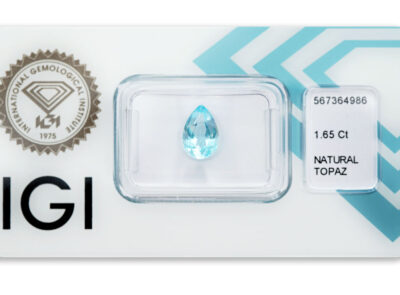 topaz 1.65ct blue s IGI certifikátem