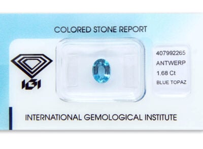 topaz 1.68ct blue s IGI certifikátem