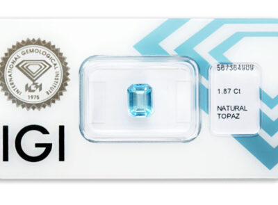 topaz 1.87ct blue s IGI certifikátem