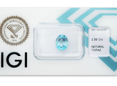 topaz 2.06ct blue s IGI certifikátem