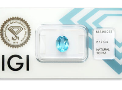 topaz 2.17ct deep blue s IGI certifikátem