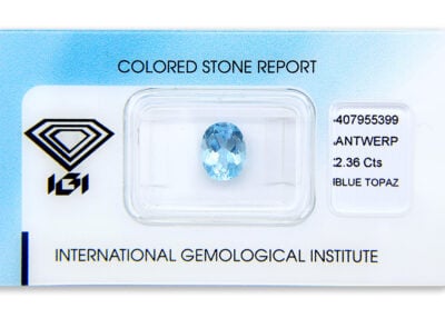 topaz 2.36ct blue s IGI certifikátem