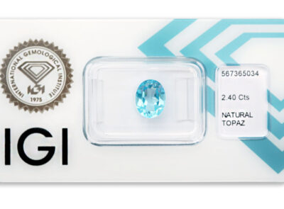 topaz 2.40ct blue s IGI certifikátem