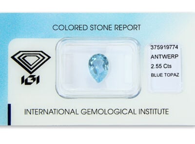 topaz 2.55ct blue s IGI certifikátem