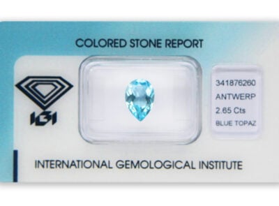 topaz 2.65ct blue s IGI certifikátem