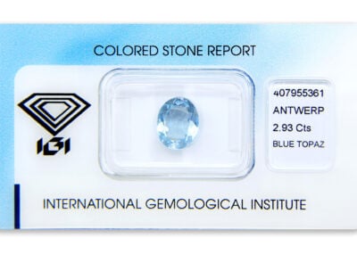 topaz 2.93ct blue s IGI certifikátem