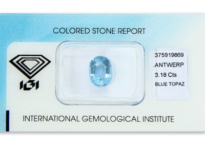 topaz 3.18ct blue s IGI certifikátem