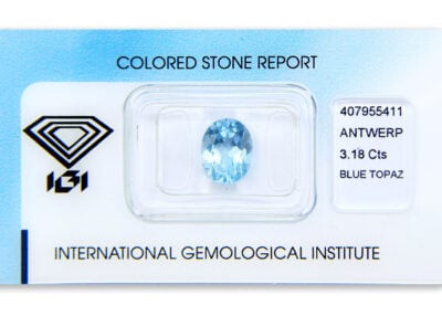 topaz 3.18ct blue s IGI certifikátem