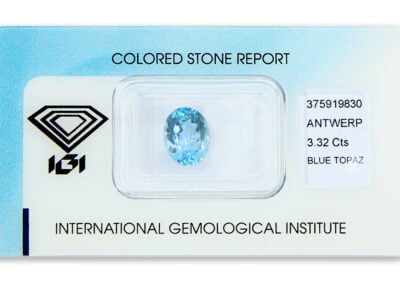 topaz 3.32ct blue s IGI certifikátem