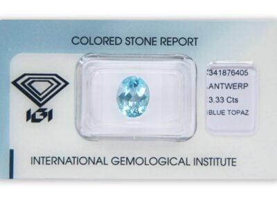 topaz 3.33ct blue s IGI certifikátem