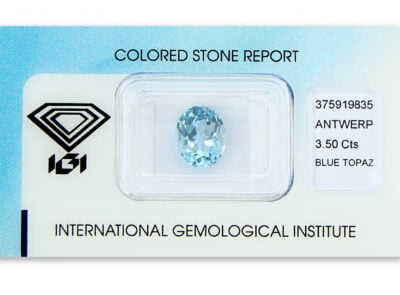 topaz 3.50ct blue s IGI certifikátem