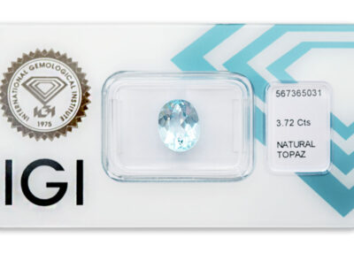 topaz 3.72ct blue s IGI certifikátem