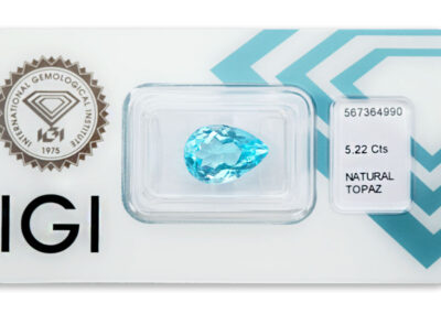topaz 5.22ct blue s IGI certifikátem