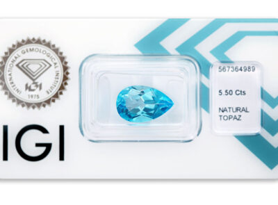 topaz 5.50ct deep blue s IGI certifikátem