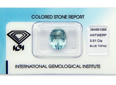 topaz 5.61ct blue s IGI certifikátem