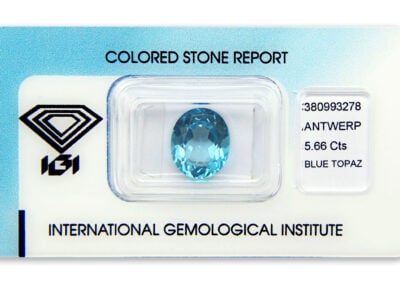 topaz 5.66ct blue s IGI certifikátem