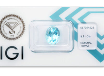 topaz 5.71ct blue s IGI certifikátem