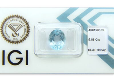 topaz 5.88ct blue s IGI certifikátem