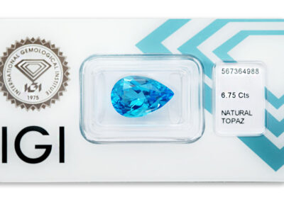 topaz 6.75ct deep blue s IGI certifikátem