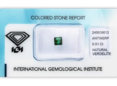 verdelit 0.51ct green s IGI certifikátem