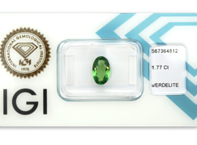verdelit 1.77ct green s IGI certifikátem
