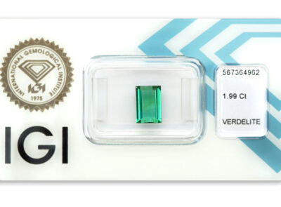 verdelit 1.99ct blue - green s IGI certifikátem