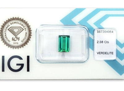 verdelit 2.08ct blue - green s IGI certifikátem