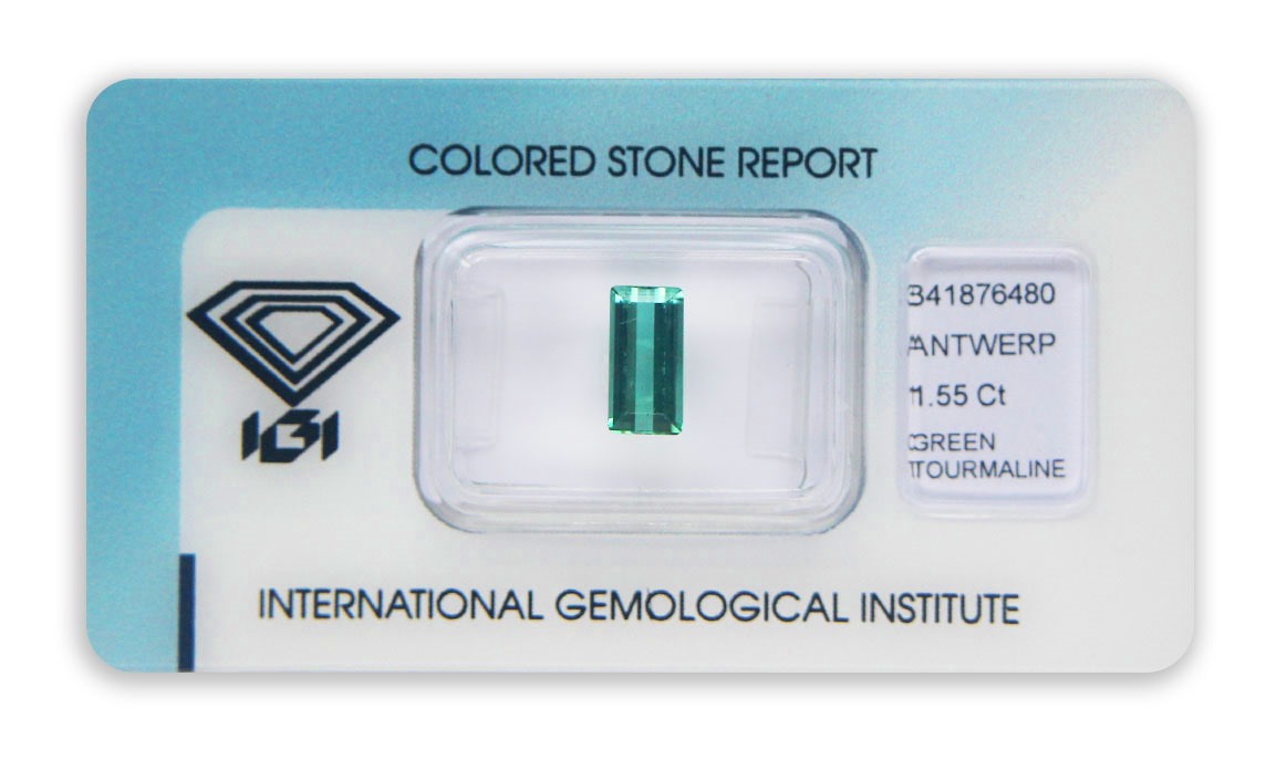 zelený turmalín 1.55ct blue-green s IGI certifikátem