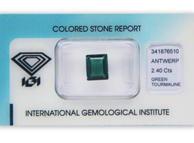 zelený turmalín 2.40ct yellowish-bluish green s IGI certifikátem