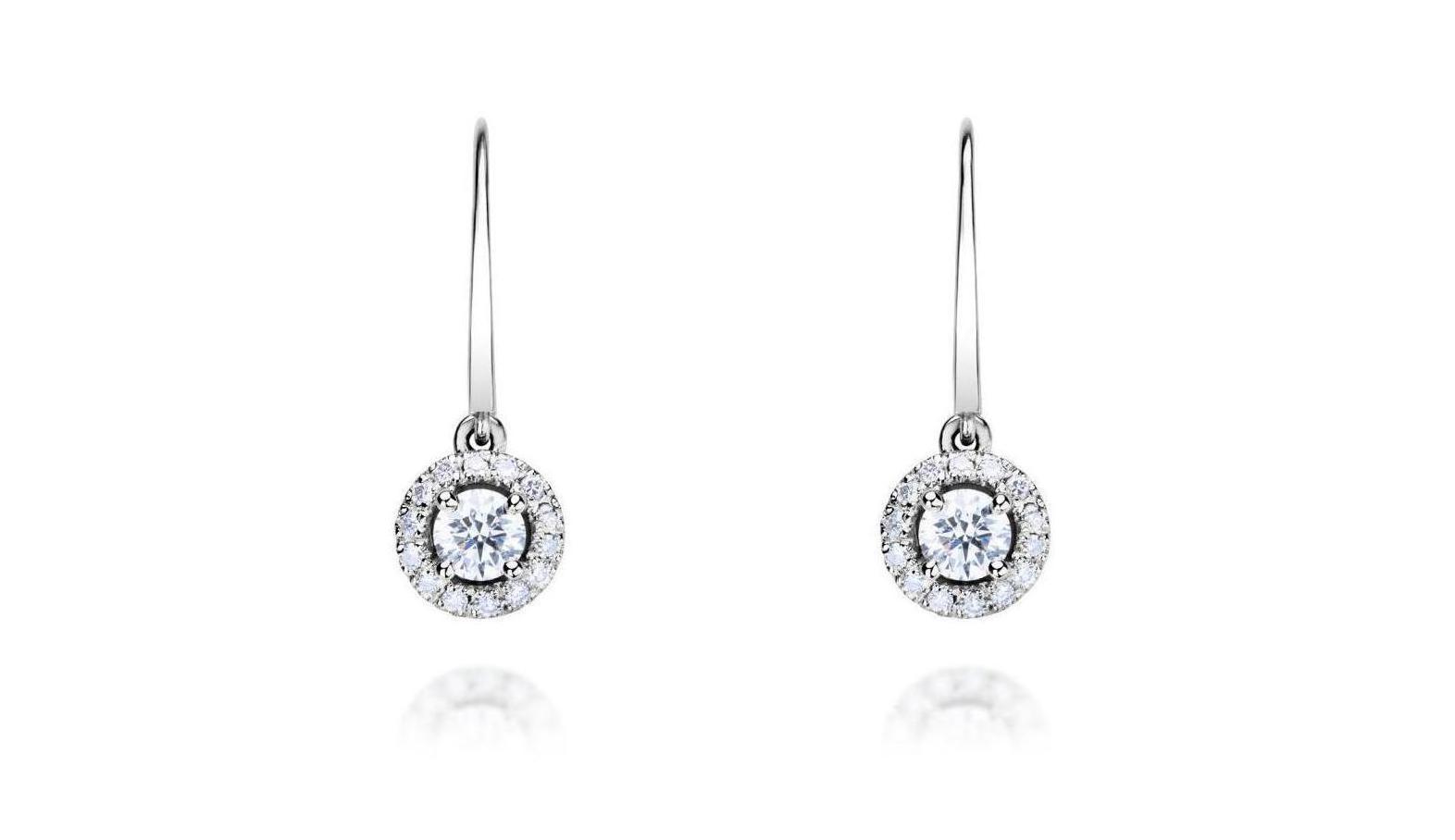 zlaté náušnice 0.92ct G/VVS1 s HRD certifikáty