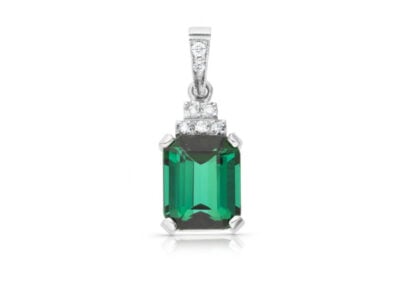 zlatý přívěsek se zeleným turmalínem 2.81ct deep bluish green s IGI certifikátem