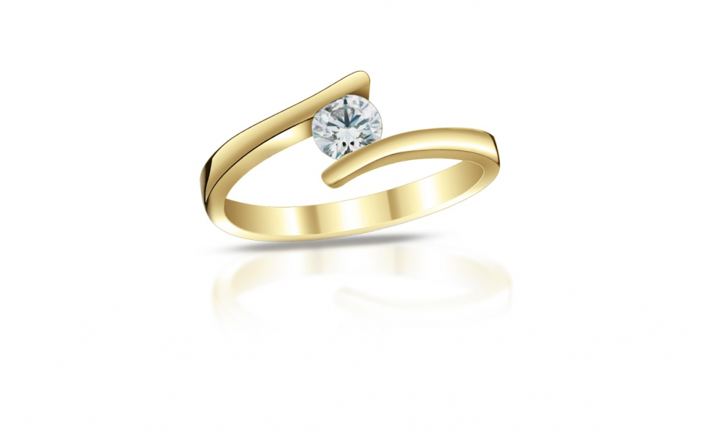 zlatý prsten s diamantem 0.40ct H/VS1 s GIA certifikátem