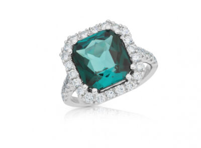 zlatý prsten s indigolitem 4.39ct green-blue s IGI certifikátem