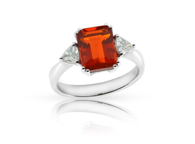 zlatý prsten s ohnivým opálem 1.63ct reddish orange s IGI certifikátem