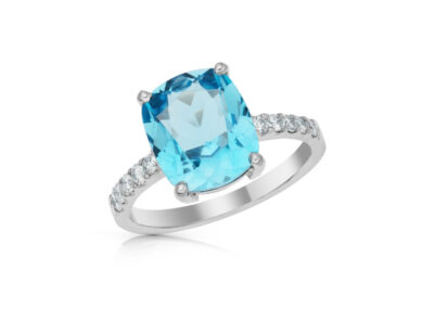 zlatý prsten s topazem 4.19ct blue s IGI certifikátem