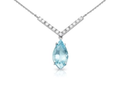 zlatý závěs s akvamarínem 3.97ct greenish blue s IGI certifikátem