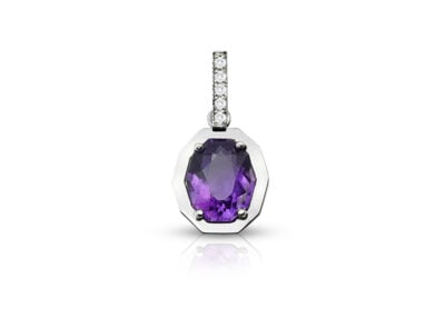 zlatý závěs s ametystem 2.27ct deep purple s IGI certifikátem