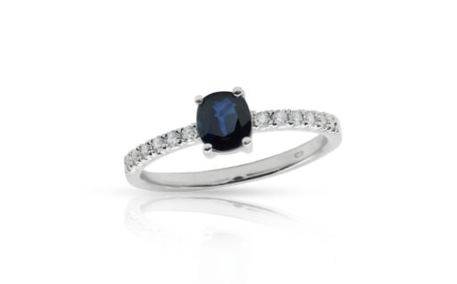 zlatý prsten se safírem 0.74ct deep blue s IGI certifikátem