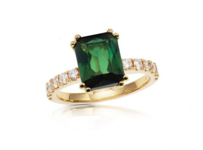 zlatý prsten s verdelitem 2.83ct green s IGI certifikátem